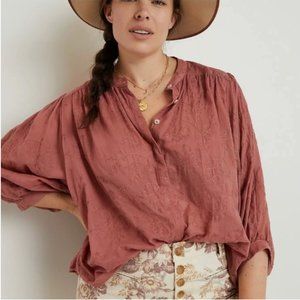 Anthropologie Tavi Embroidered Buttondown, M